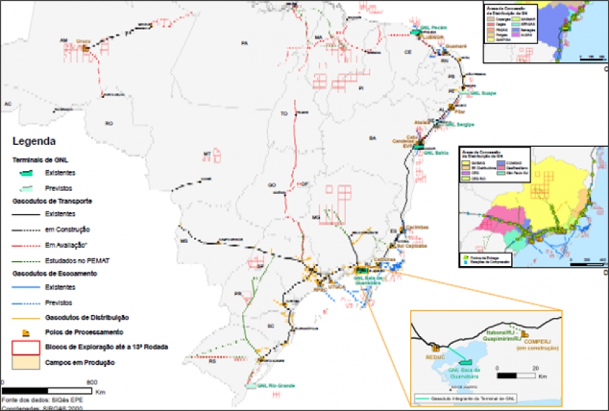 EPE lan&ccedil;ou o Mapa da Infraestrutura de Gasodutos no Brasil